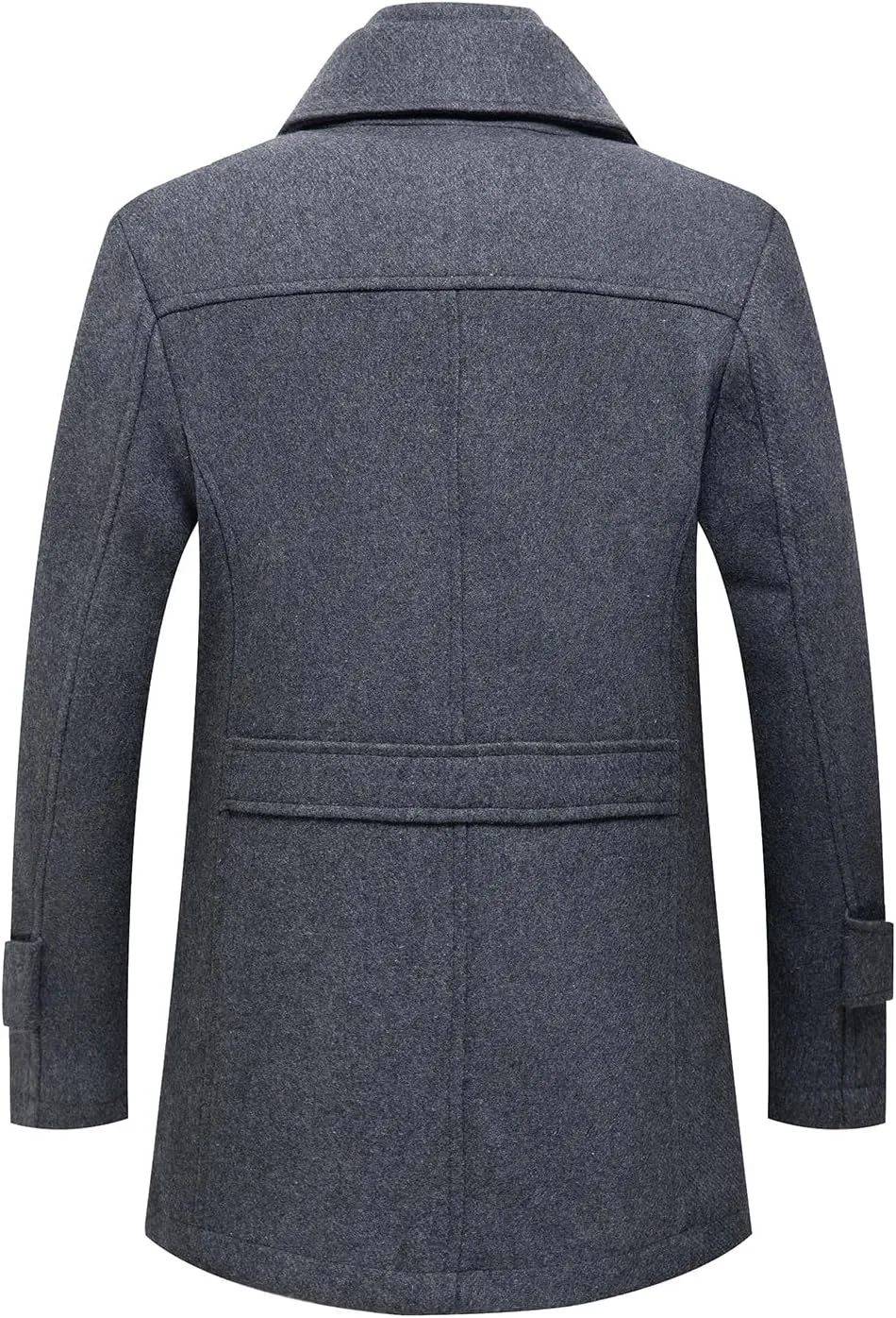 INVACHI Men's Wool Blend Coat Warm Winter Trench Coat with Detachable Soft Scarf Single Breasted Pea Coat