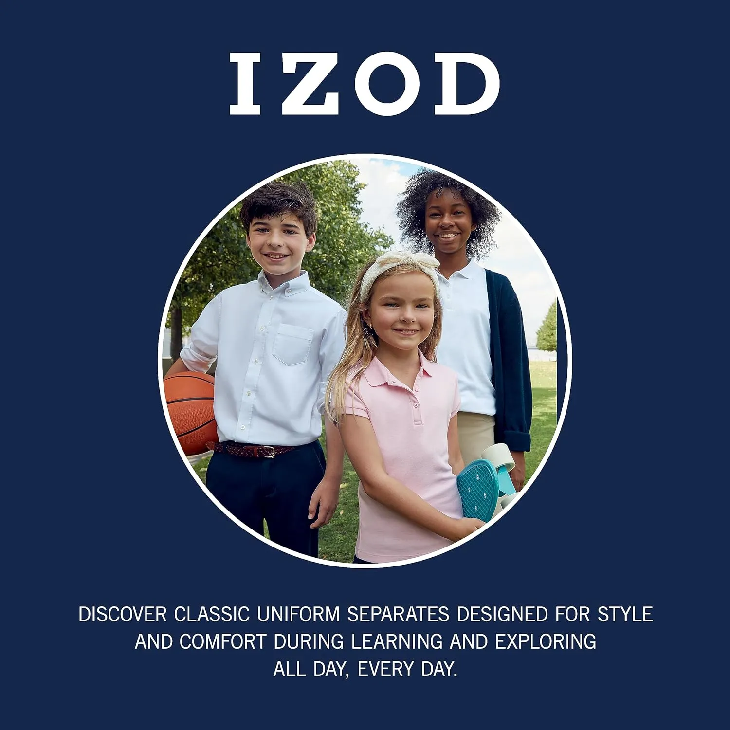IZOD Uniform Young Men's Long Sleeve Button-Down Oxford Shirt