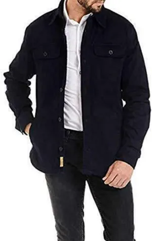 Jachs Mens Flannel Lined Shirt Jacket (Denim, M)