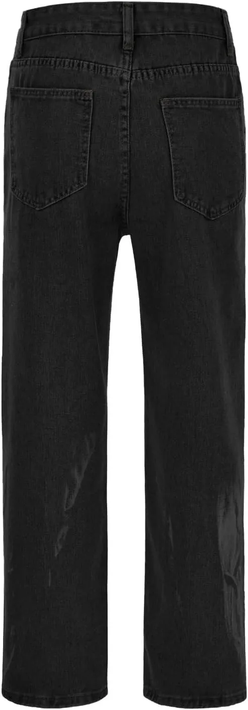 Jeans for Men Baggy High Waisted Jeans Straight Leg Pants Fashion Printed Trousers Classic 5 Pocket Streetwear