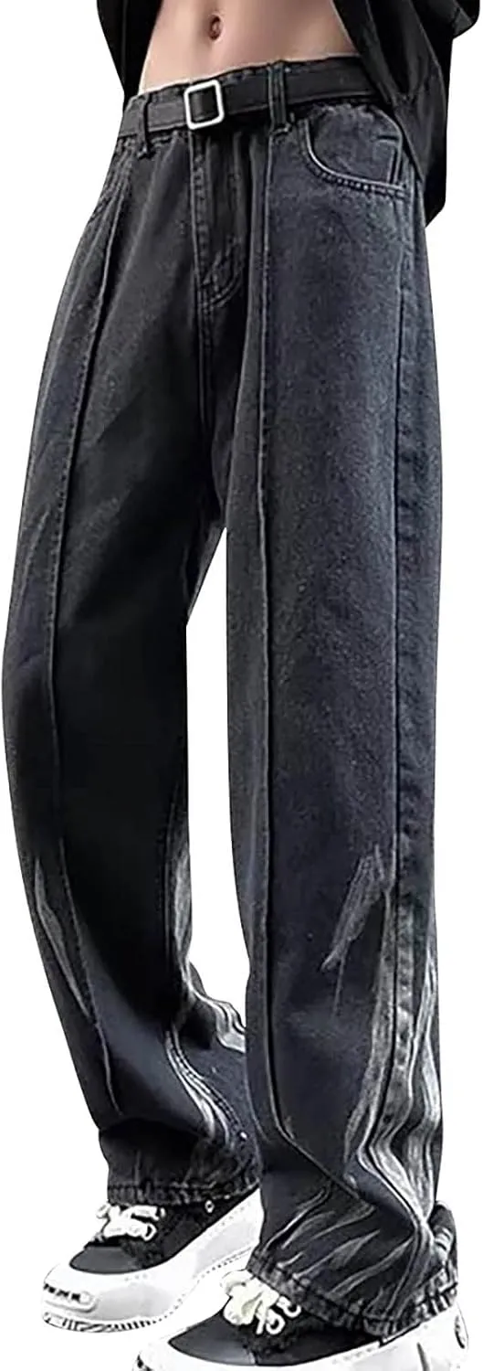 Jeans for Men Baggy High Waisted Jeans Straight Leg Pants Fashion Printed Trousers Classic 5 Pocket Streetwear