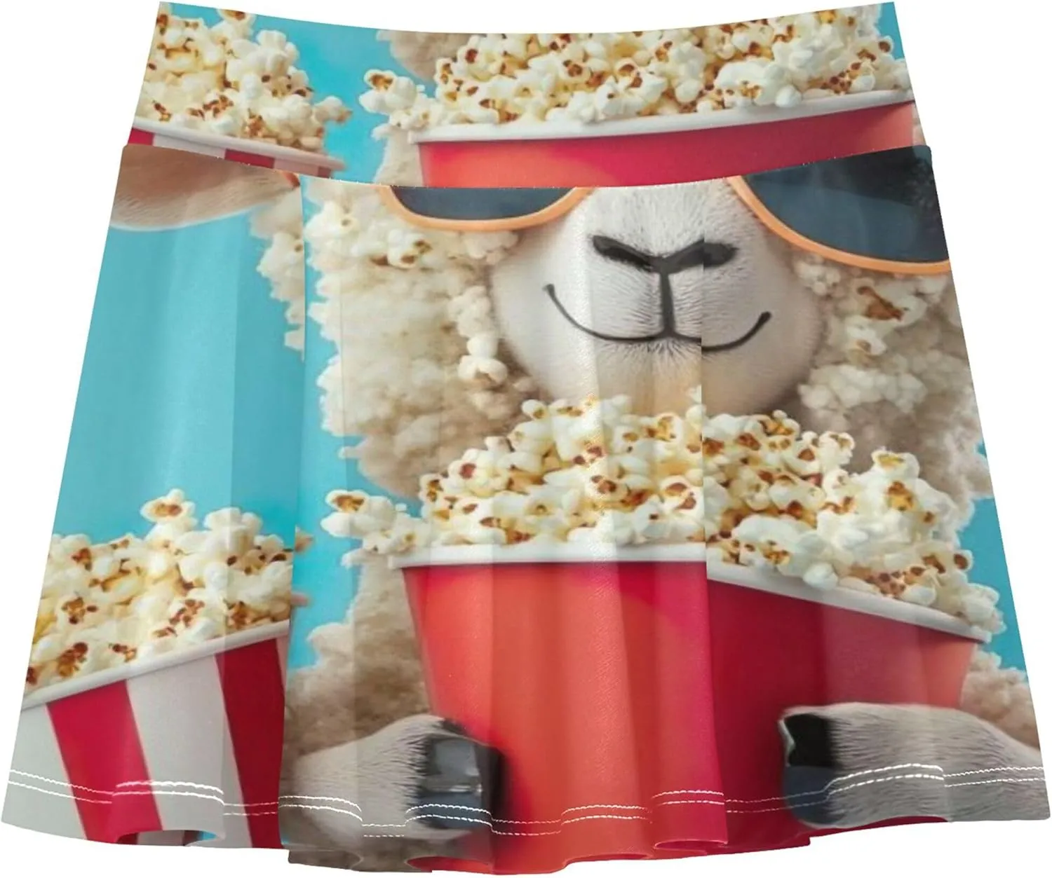 Joisal Tennis Skirts for Kids Cool Sheep Sunglasses Popcorn Girls' Shorts Athletic Skorts Dance School 4t