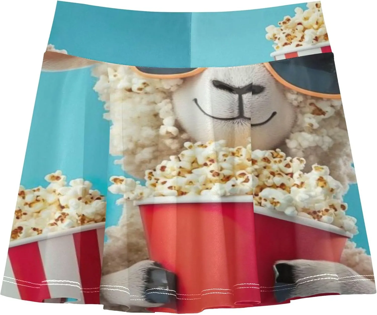 Joisal Tennis Skirts for Kids Cool Sheep Sunglasses Popcorn Girls' Shorts Athletic Skorts Dance School 4t