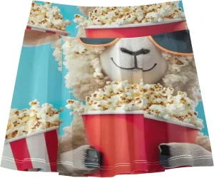 Joisal Tennis Skirts for Kids Cool Sheep Sunglasses Popcorn Girls' Shorts Athletic Skorts Dance School 4t