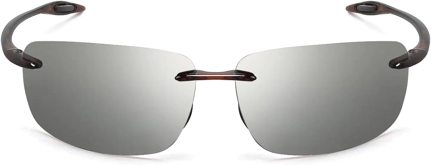JULI Sports Sunglasses for Men Women Tr90 Rimless Frame for Running Fishing Golf Surf Driving MJ8009