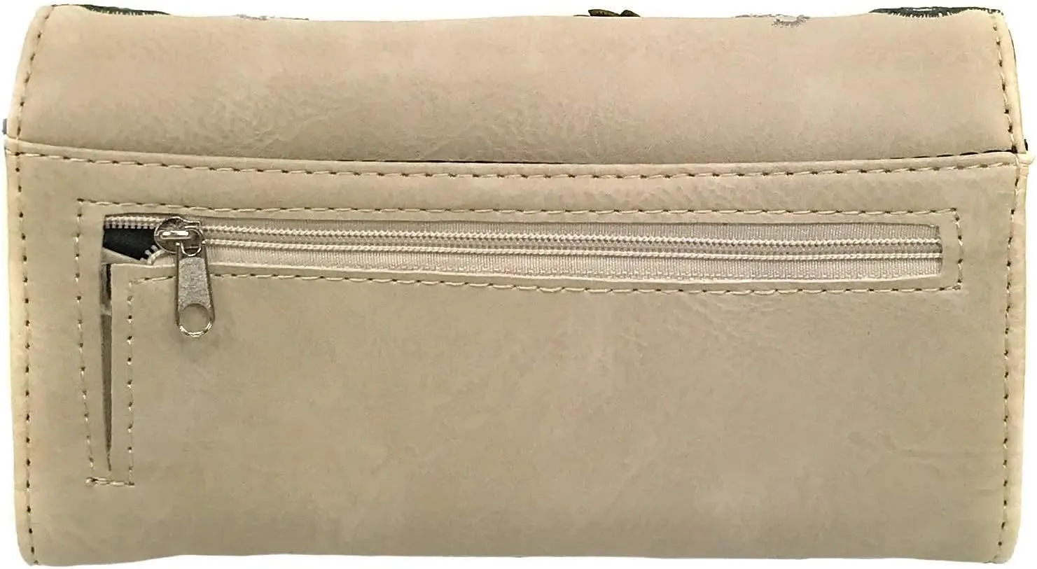 Justin West Horse Floral Embroidery Square Stud Wristlet Trifold Wallet Attachable Long Strap (Pewter)