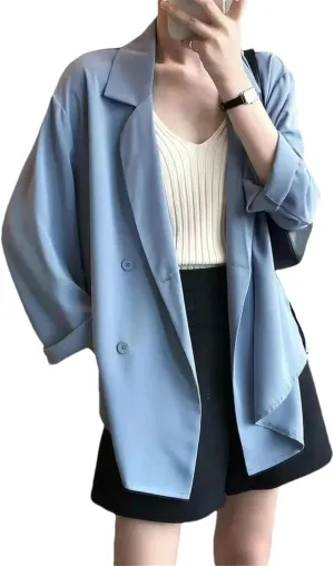 JXQXHCFS Women Blazers Spring Summer Autumn Lapel Full Sleeve Suits Elegant Work Blazer Thin Jackets Business Solid Coats
