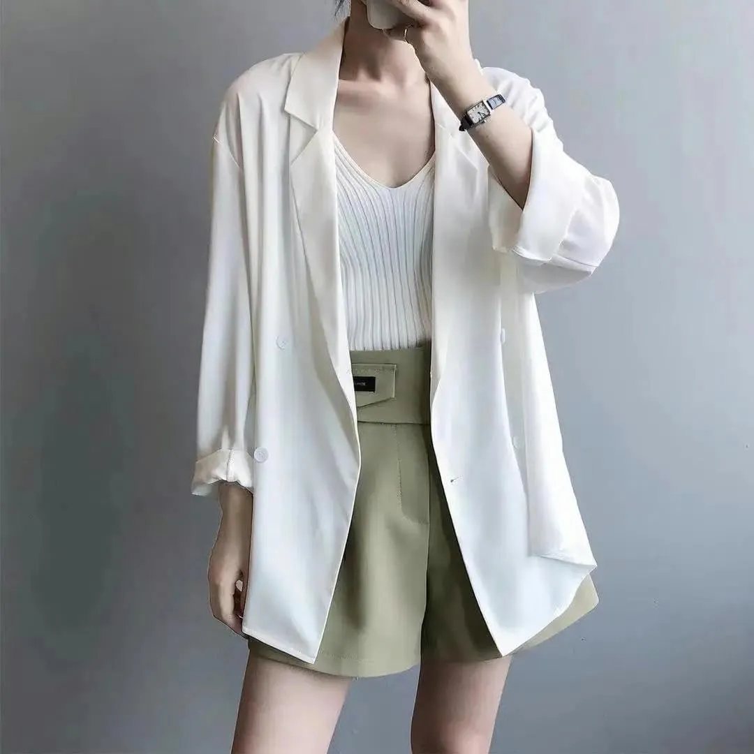 JXQXHCFS Women Blazers Spring Summer Autumn Lapel Full Sleeve Suits Elegant Work Blazer Thin Jackets Business Solid Coats