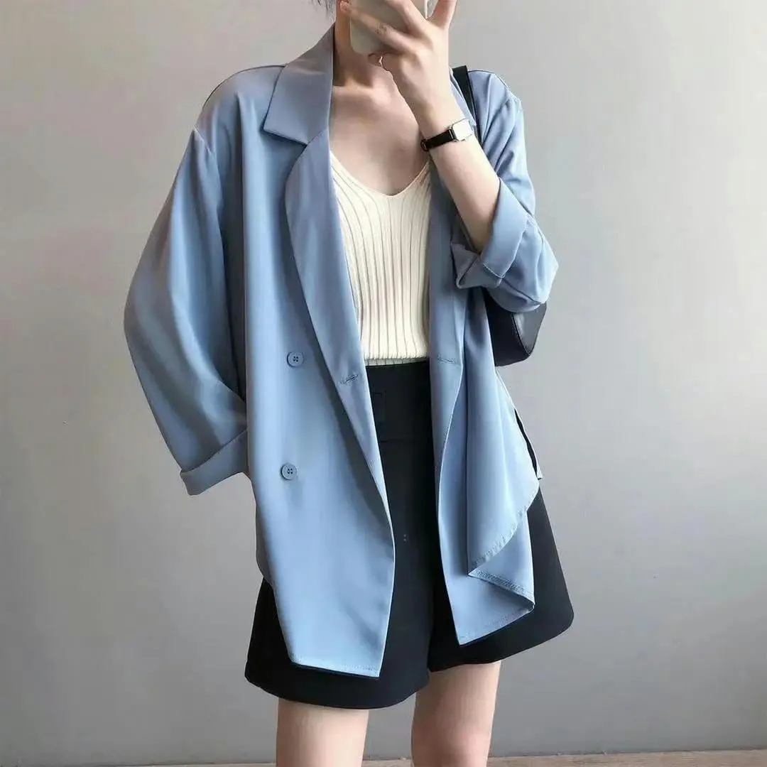 JXQXHCFS Women Blazers Spring Summer Autumn Lapel Full Sleeve Suits Elegant Work Blazer Thin Jackets Business Solid Coats