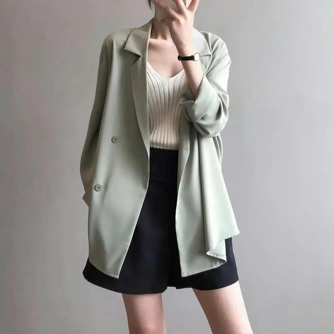 JXQXHCFS Women Blazers Spring Summer Autumn Lapel Full Sleeve Suits Elegant Work Blazer Thin Jackets Business Solid Coats