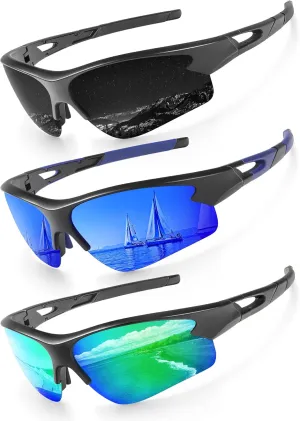 KALIYADI Sports Sunglasses for Men, Polarized Sun Glasses for Men Women Youth Baseball Softball with UV Protection