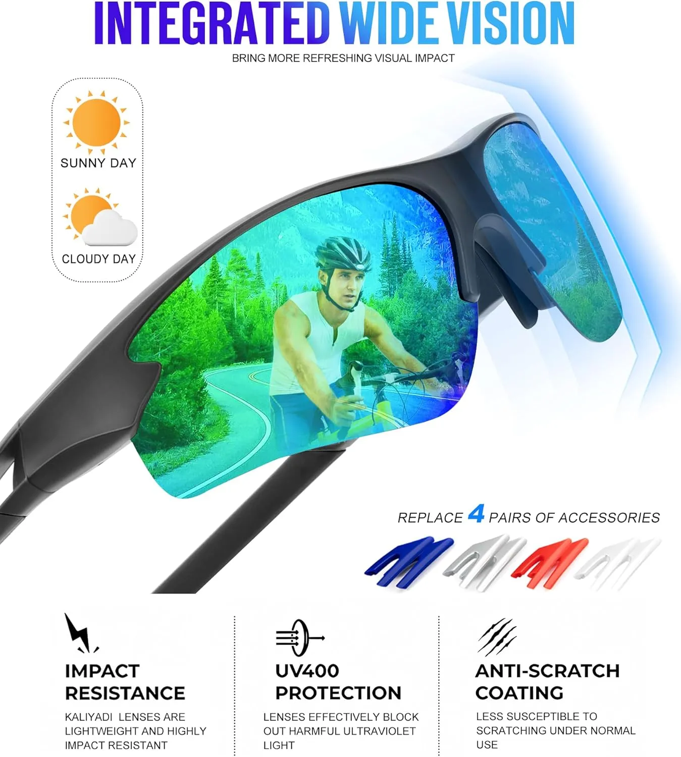 KALIYADI Sports Sunglasses for Men, Polarized Sun Glasses for Men Women Youth Baseball Softball with UV Protection