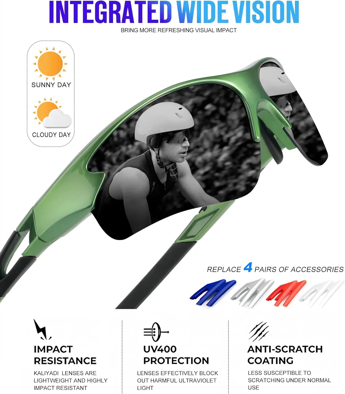KALIYADI Sports Sunglasses for Men, Polarized Sun Glasses for Men Women Youth Baseball Softball with UV Protection