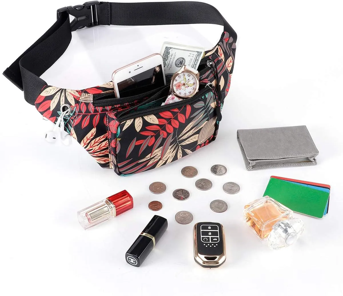 KAMO Fanny Pack, Waist Bag Sling Backpack Water Resistant Durable Polyester Small Waist Bag