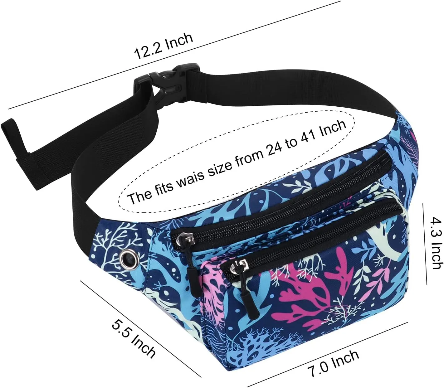 KAMO Fanny Pack, Waist Bag Sling Backpack Water Resistant Durable Polyester Small Waist Bag