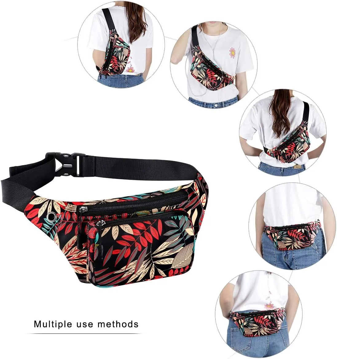 KAMO Fanny Pack, Waist Bag Sling Backpack Water Resistant Durable Polyester Small Waist Bag