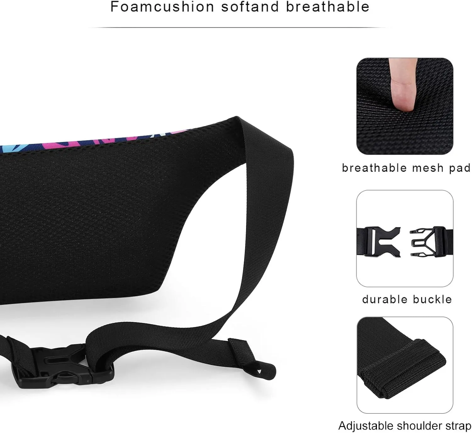 KAMO Fanny Pack, Waist Bag Sling Backpack Water Resistant Durable Polyester Small Waist Bag