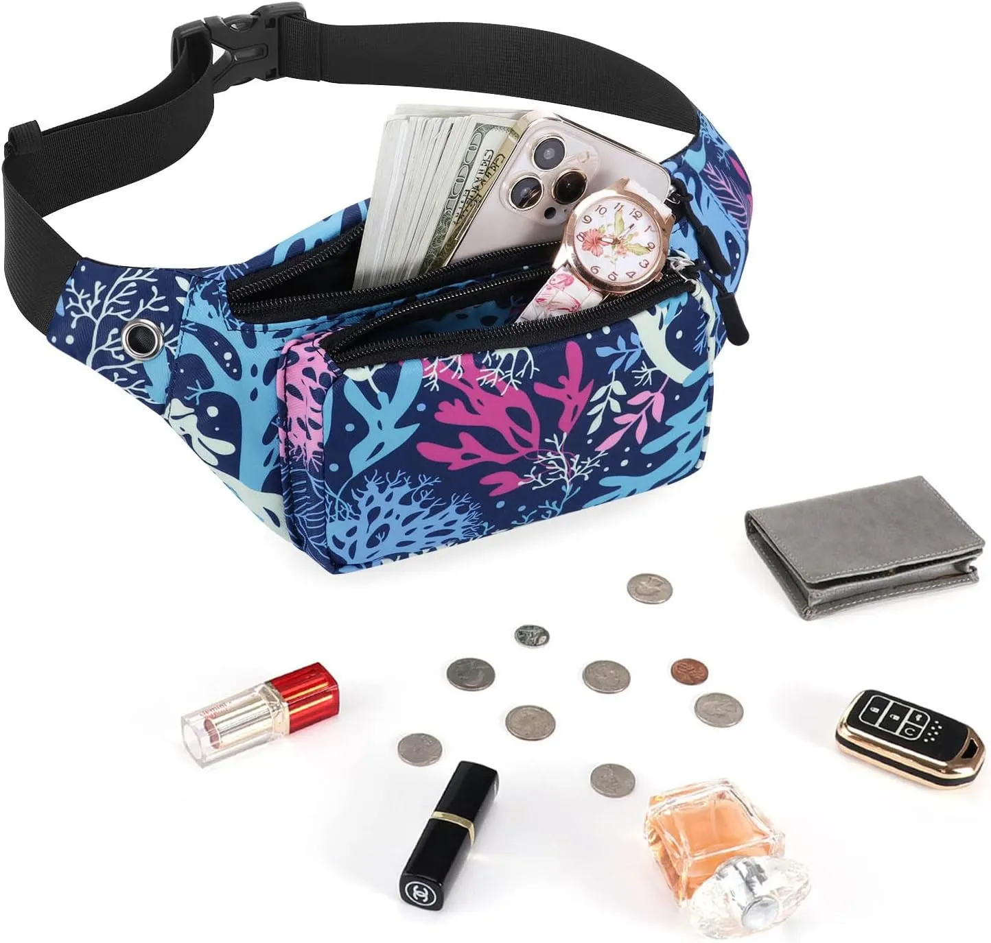 KAMO Fanny Pack, Waist Bag Sling Backpack Water Resistant Durable Polyester Small Waist Bag