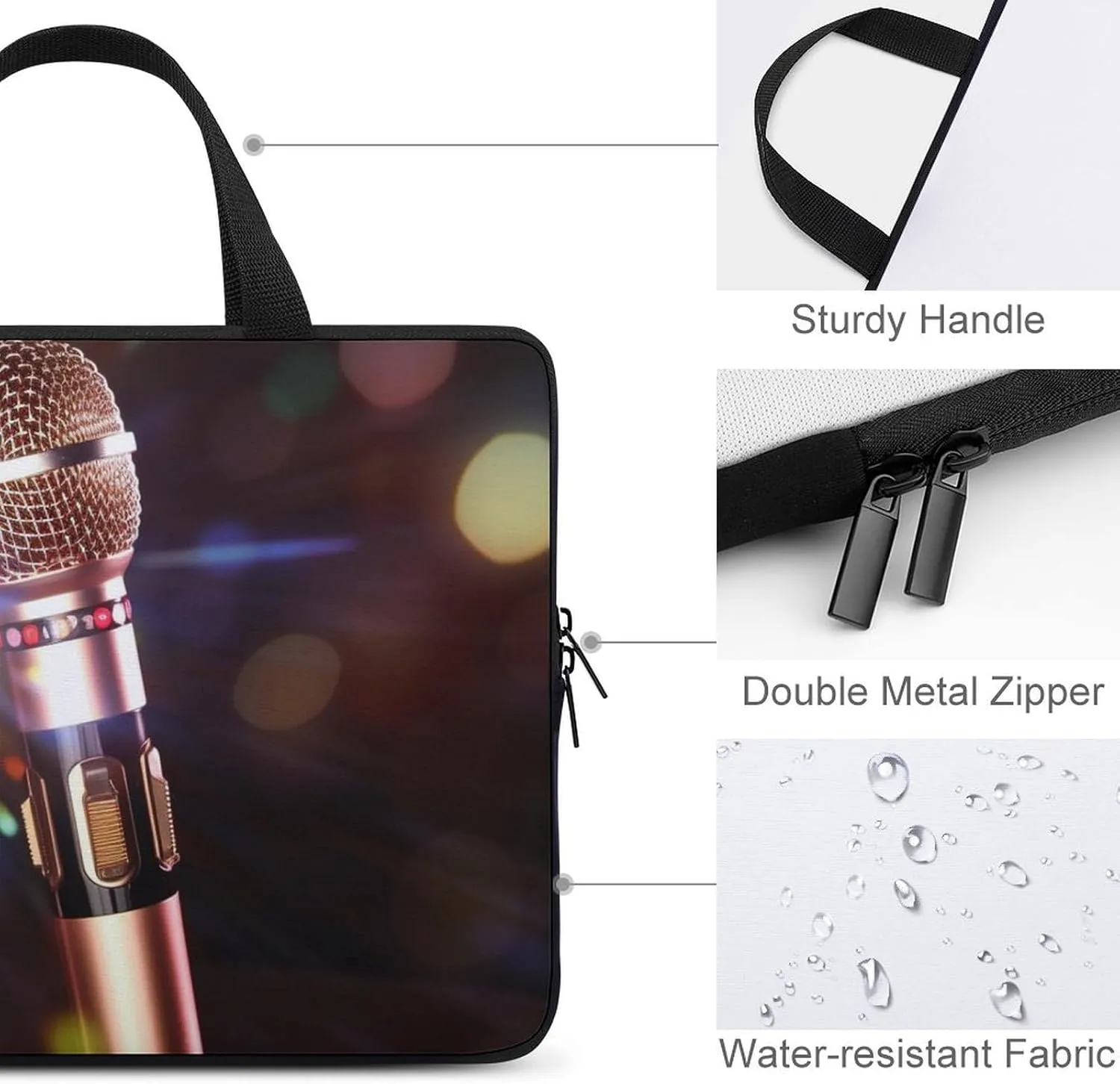 Karaoke Microphone Laptop Bag Durable Laptop Sleeve Water-Resistant Notebook Bag for Computer Or Tablet