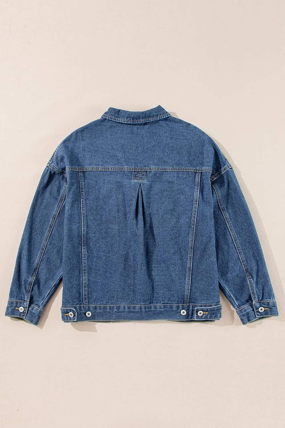 KevaMolly Womens Denim Jacket Long Sleeve Washed Oversize Pocketed Denim Jacket Pocket Casual Daily Coat