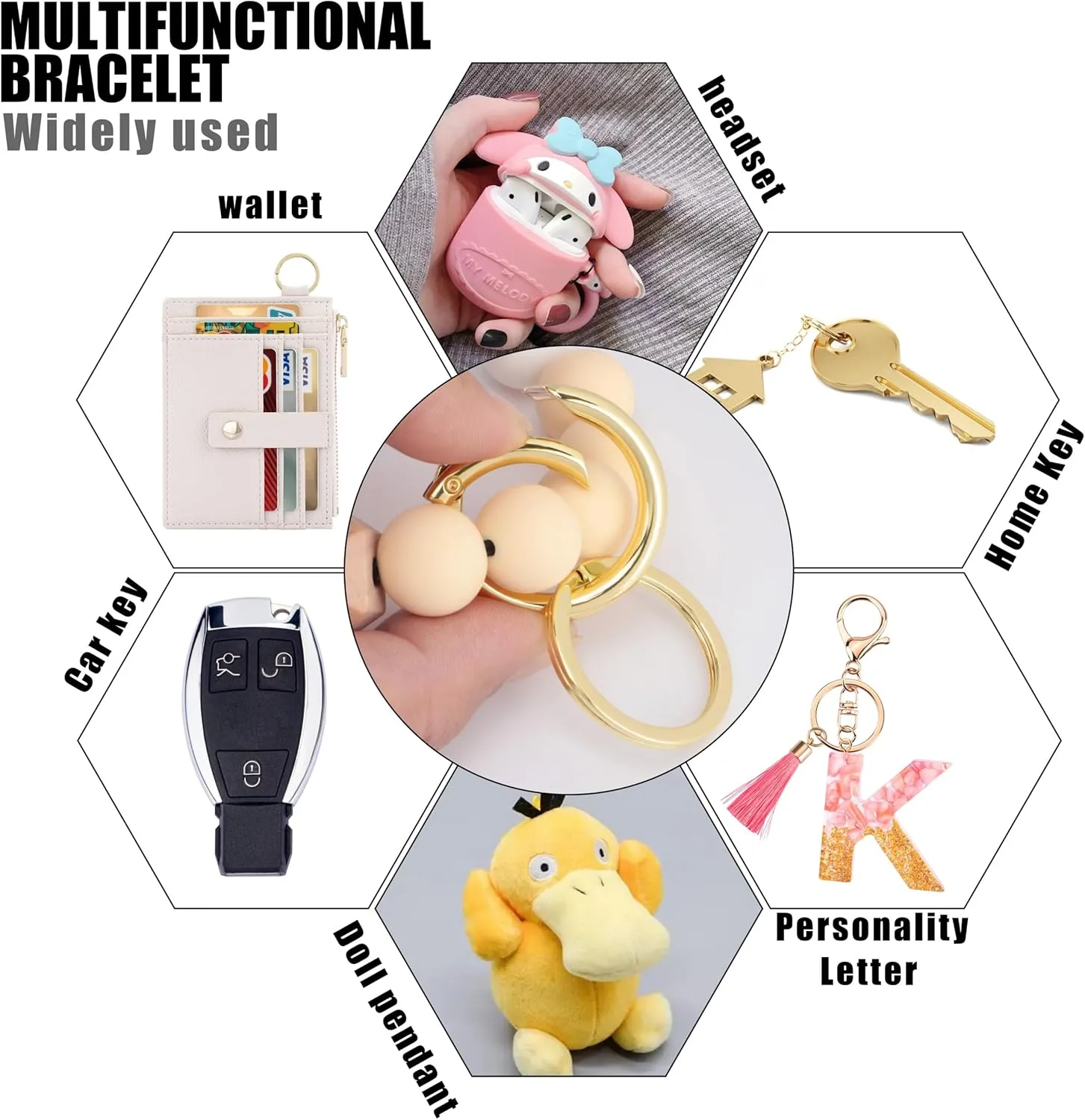 Keychain Wristlet Wallet for Women, Slim RFID Credit Card Holder Purse Tassel Keychain Bangle Key Ring for Women (Upgrade RFID, Beige)