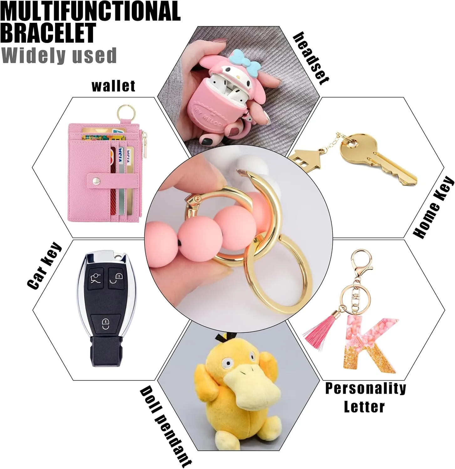 Keychain Wristlet Wallet for Women, Slim RFID Credit Card Holder Purse Tassel Keychain Bangle Key Ring for Women (Upgrade RFID, Pink)