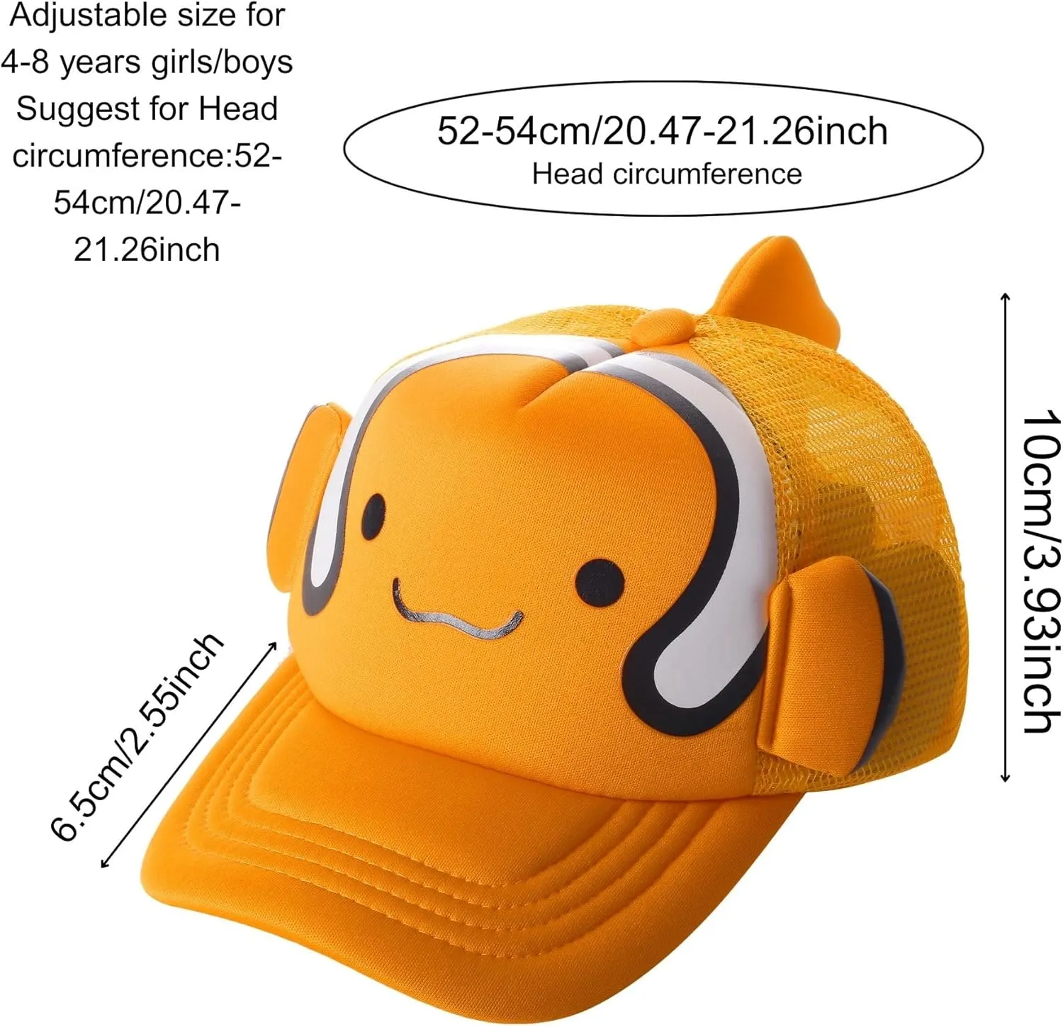 Kids Baseball Cap,3D Design Breathable Sun Protection Adjustable Boys Girls for Aged 3-8 Years Young Children