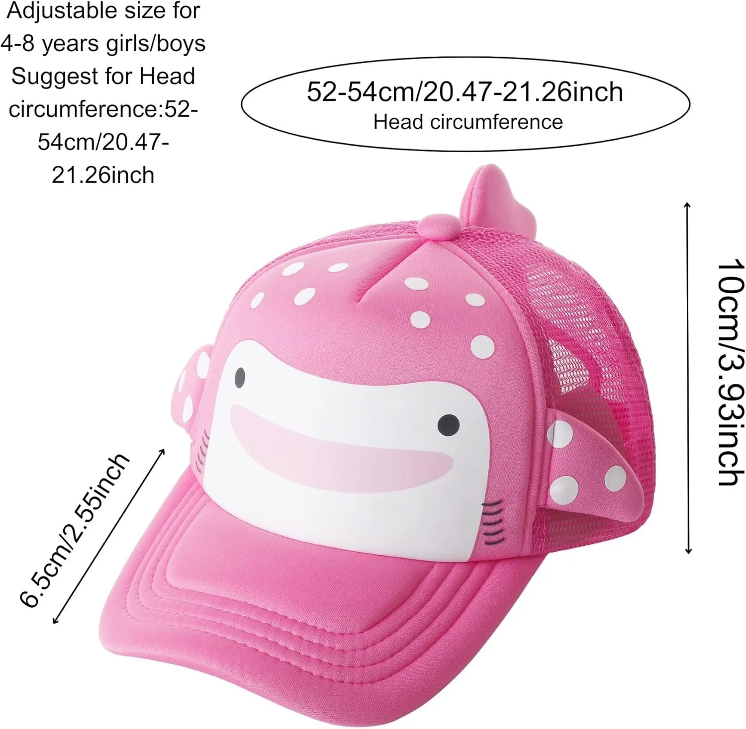 Kids Baseball Cap,3D Design Breathable Sun Protection Adjustable Boys Girls for Aged 3-8 Years Young Children