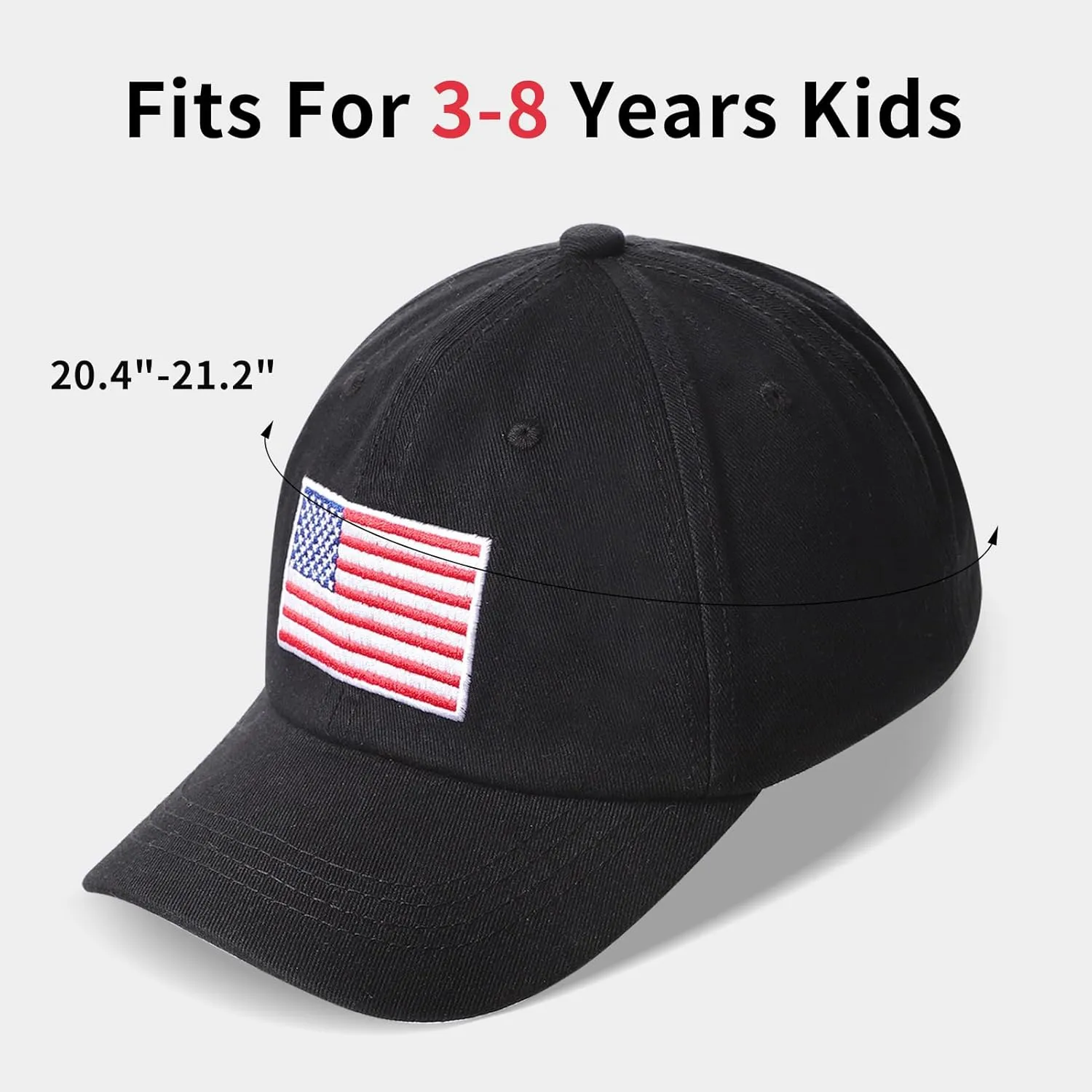 Kids Baseball Hat Toddler American Flag Baseball Caps Adjustable Trucker Hat Patriotic Cap for 3-8 Years