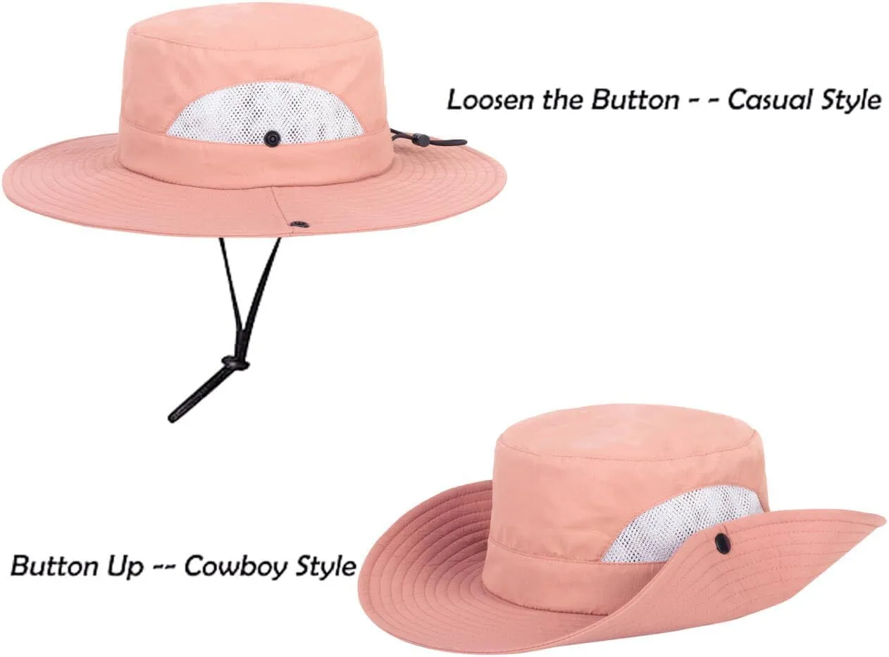 Kids-Breathable-Mesh-Bucket-Hat Wide Brim UV Protection Summer Outdoor Fishing Beach Sun Hat for Boys Girls 5-9 Years