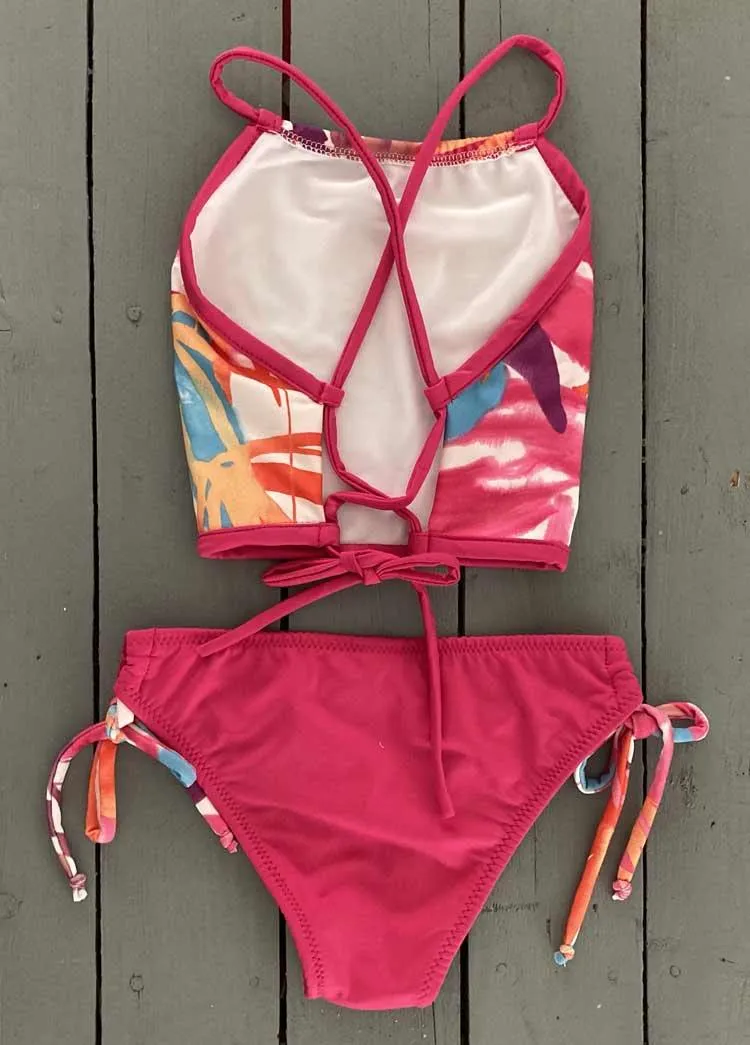 Kids Girls Adjustable Halter Swimsuit