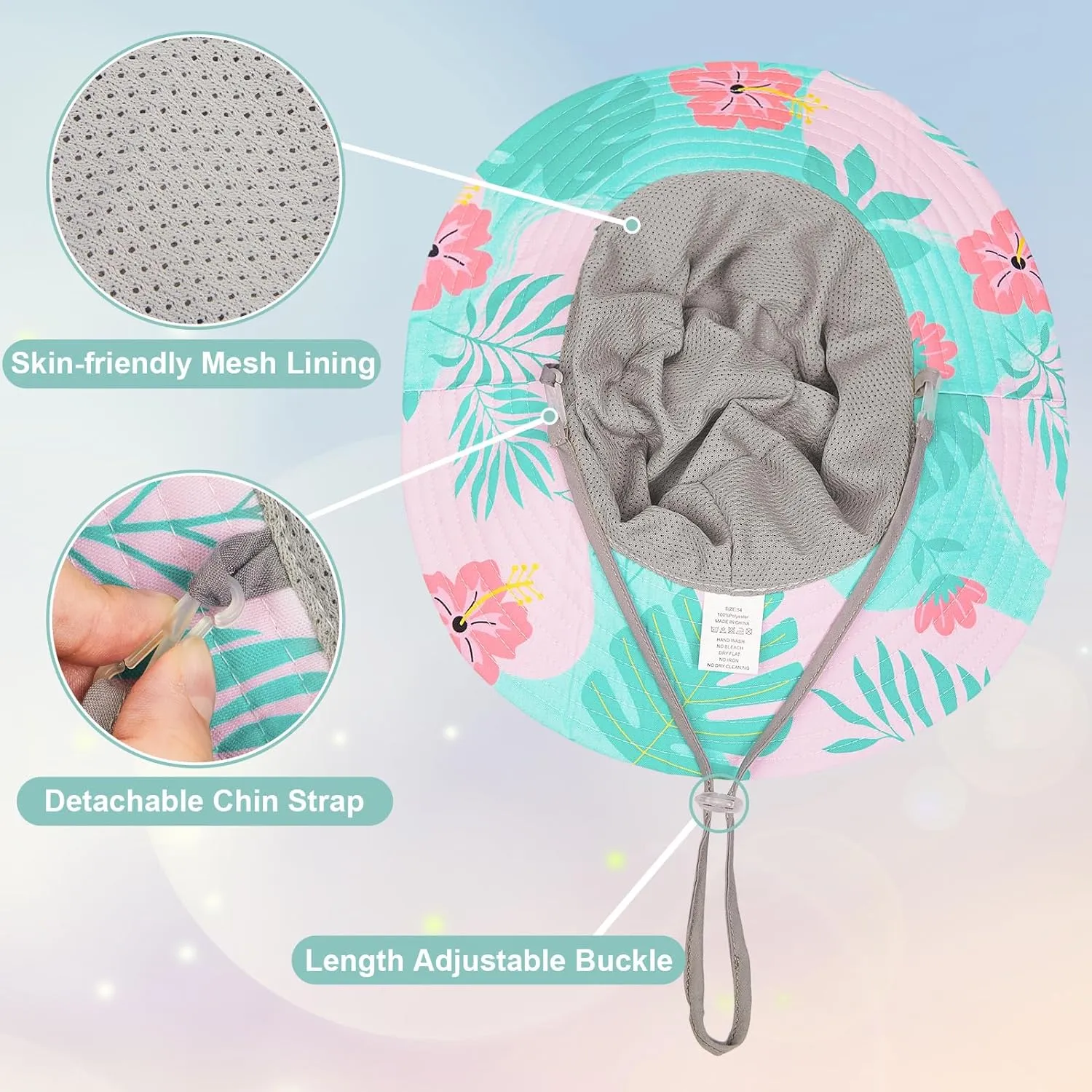 Kids Sun Hat for Girls Mesh Bucket Hat Toddler UV Protection Beach Hat Kids Foldable Fishing Hat for Girls 2-8 Years