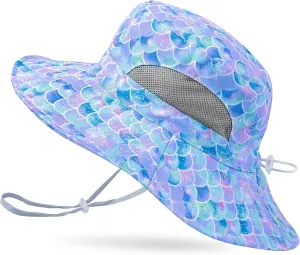 Kids Sun Hat for Girls Mesh Bucket Hat Toddler UV Protection Beach Hat Kids Foldable Fishing Hat for Girls 2-8 Years