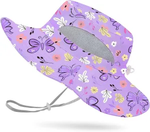 Kids Sun Hat for Girls Mesh Bucket Hat Toddler UV Protection Beach Hat Kids Foldable Fishing Hat for Girls 2-8 Years