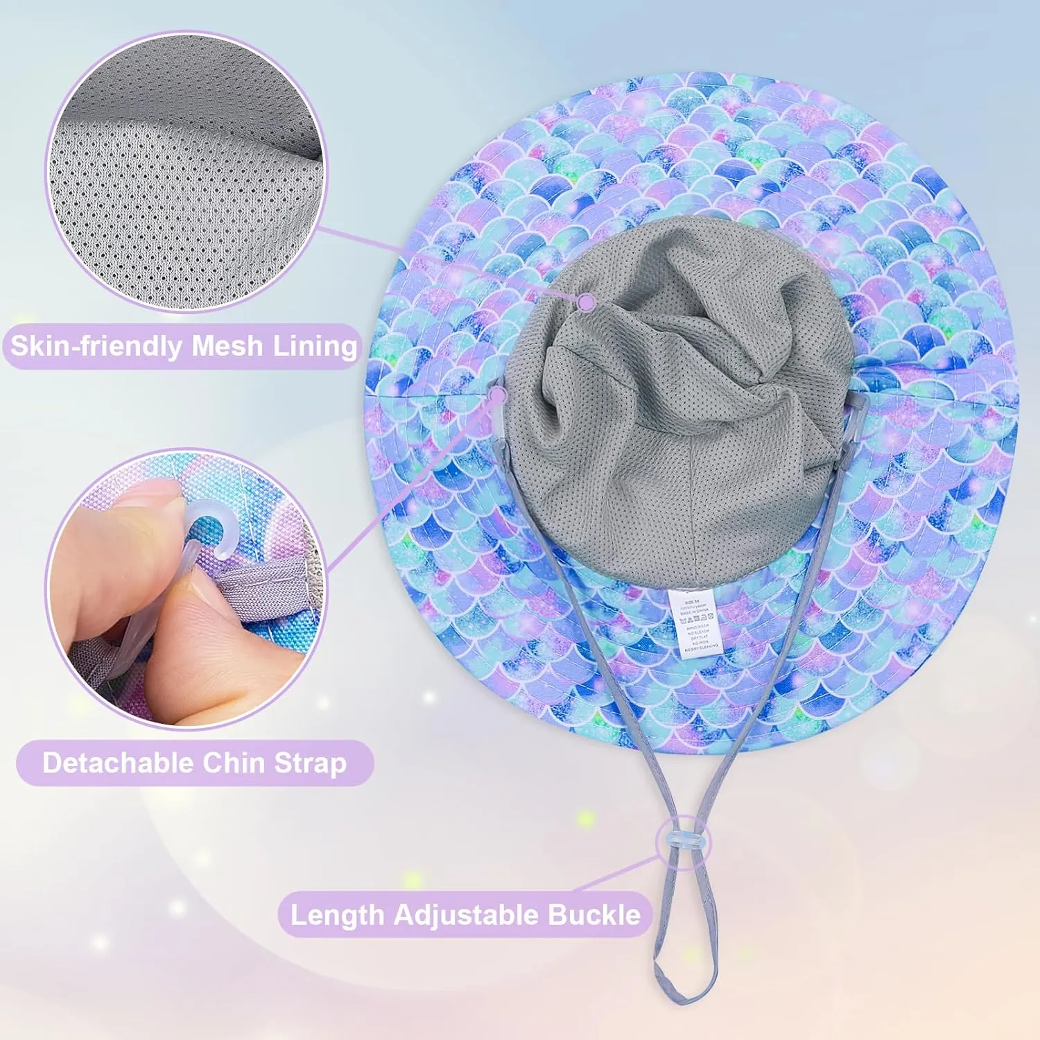 Kids Sun Hat for Girls Mesh Bucket Hat Toddler UV Protection Beach Hat Kids Foldable Fishing Hat for Girls 2-8 Years