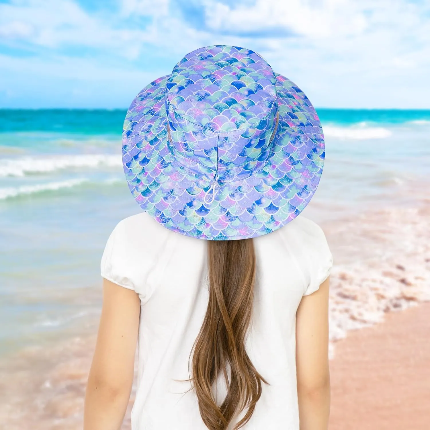 Kids Sun Hat for Girls Mesh Bucket Hat Toddler UV Protection Beach Hat Kids Foldable Fishing Hat for Girls 2-8 Years
