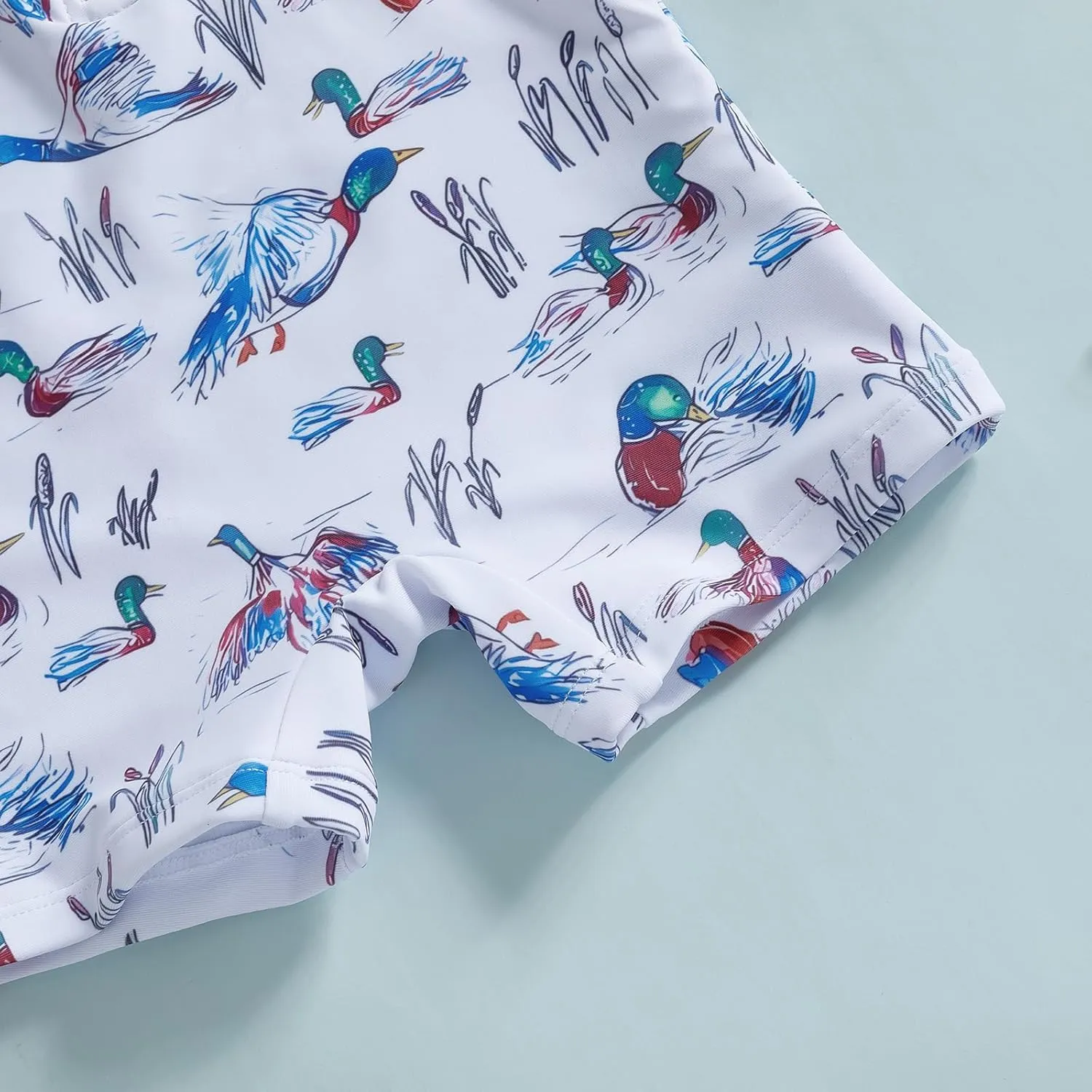 KMBANGI Toddler Baby Boy Mallard Swimsuit Kids Rash Guard Long Sleeve One Piece Bathing Suit Duck Hunting Swimwear with Hat