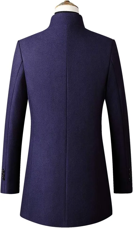 Lavnis Men's Winter Trench Coat Wool Blend Pea Coat Slim Fit Single Breasted Topcoat Business Dowm Jacket
