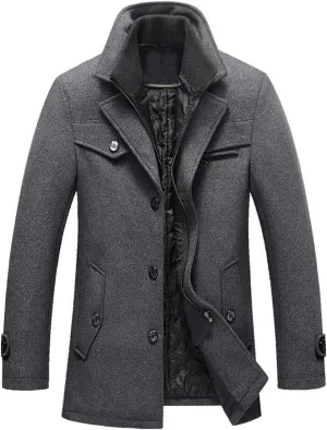Lavnis Men's Winter Wool Coats Slim Fit Single Breasted Trench Jacket Woolen Pea Coat