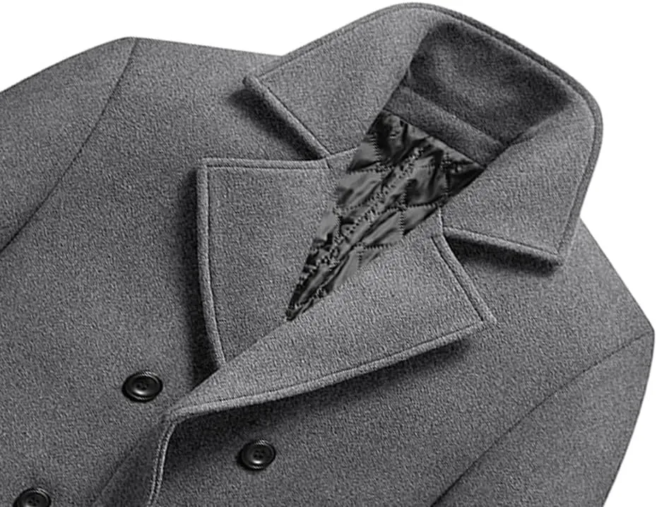 Lavnis Men's Winter Wool Coats Slim Fit Single Breasted Trench Jacket Woolen Pea Coat