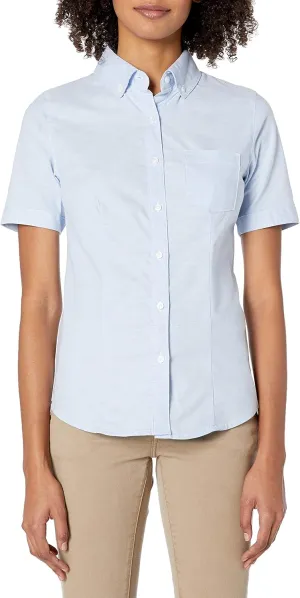 Lee Uniforms Junior's' Short-Sleeve Stretch Oxford Blouse