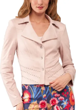 Lena Gabrielle Vegan 4 Way Stretch Leather Jacket with Stud Trim, BCJ2665B