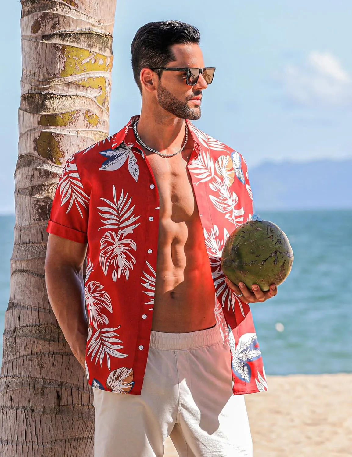 LETSEE Men's Linen Shirts Short Sleeve Button Down Casual Dress Shirts for Men Beach Vacation Shirt Fashion Summer Clothes