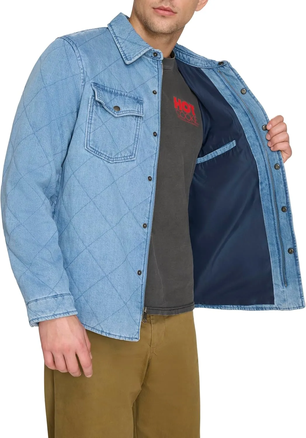 Levi's Men's Diamond Quilted Denim Shacket