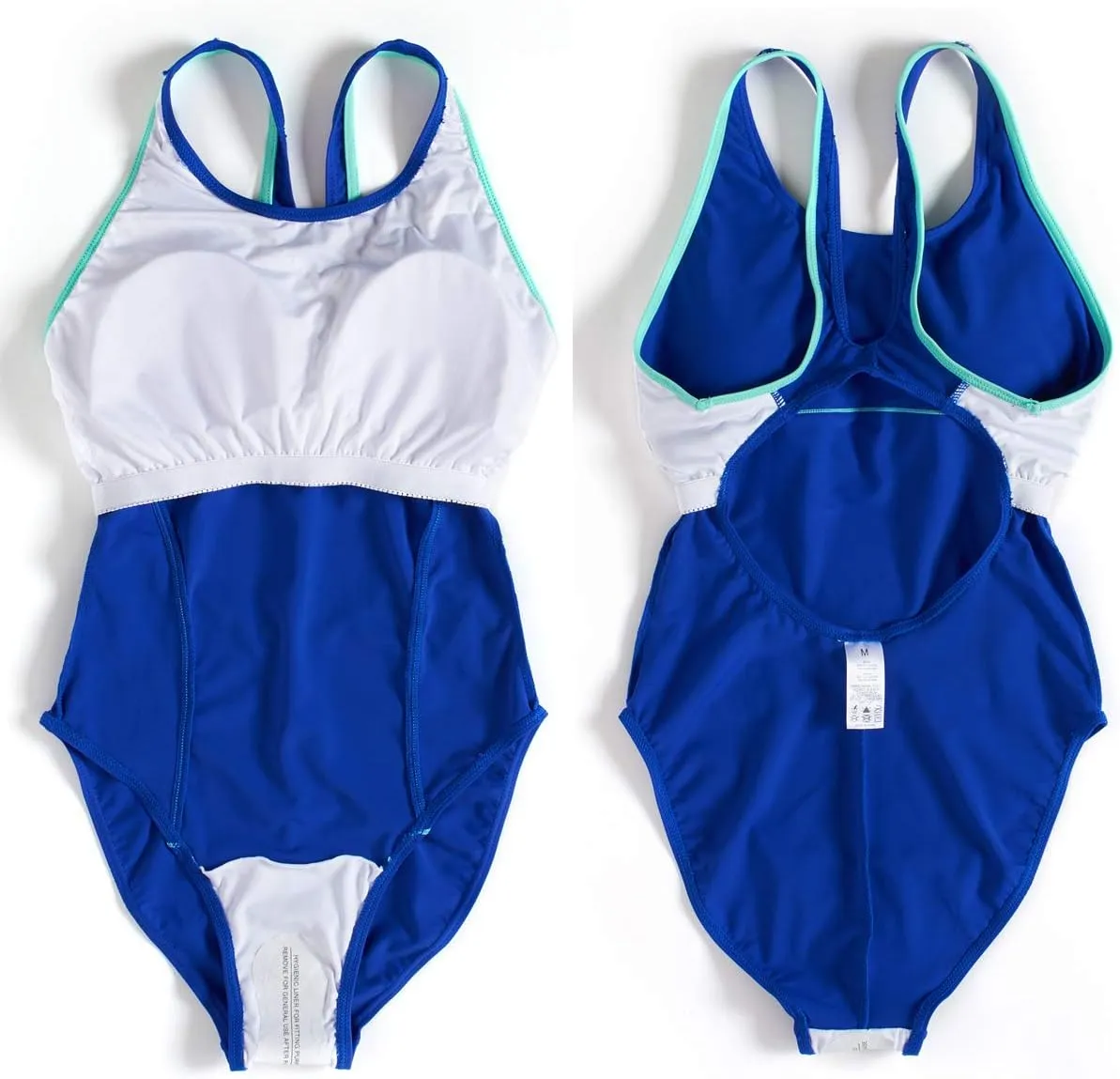LEZI Color Block One-Piece Swimsuit, Athletic Tank Style,Bathing Suits,Modest Swimwear