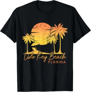 Lido Key Beach Florida FL Surf Vintage Sunset Surfer Retro T-Shirt