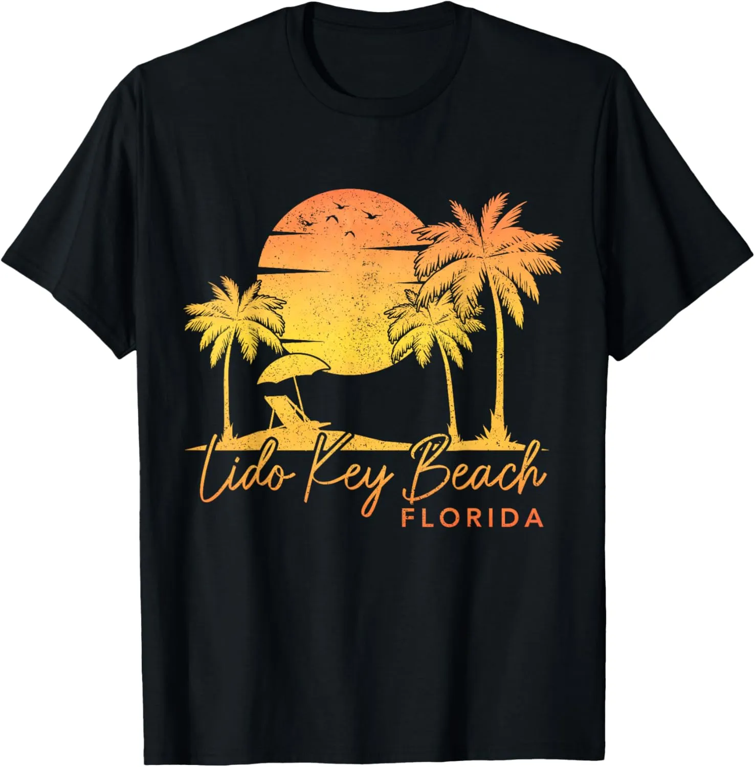 Lido Key Beach Florida FL Surf Vintage Sunset Surfer Retro T-Shirt