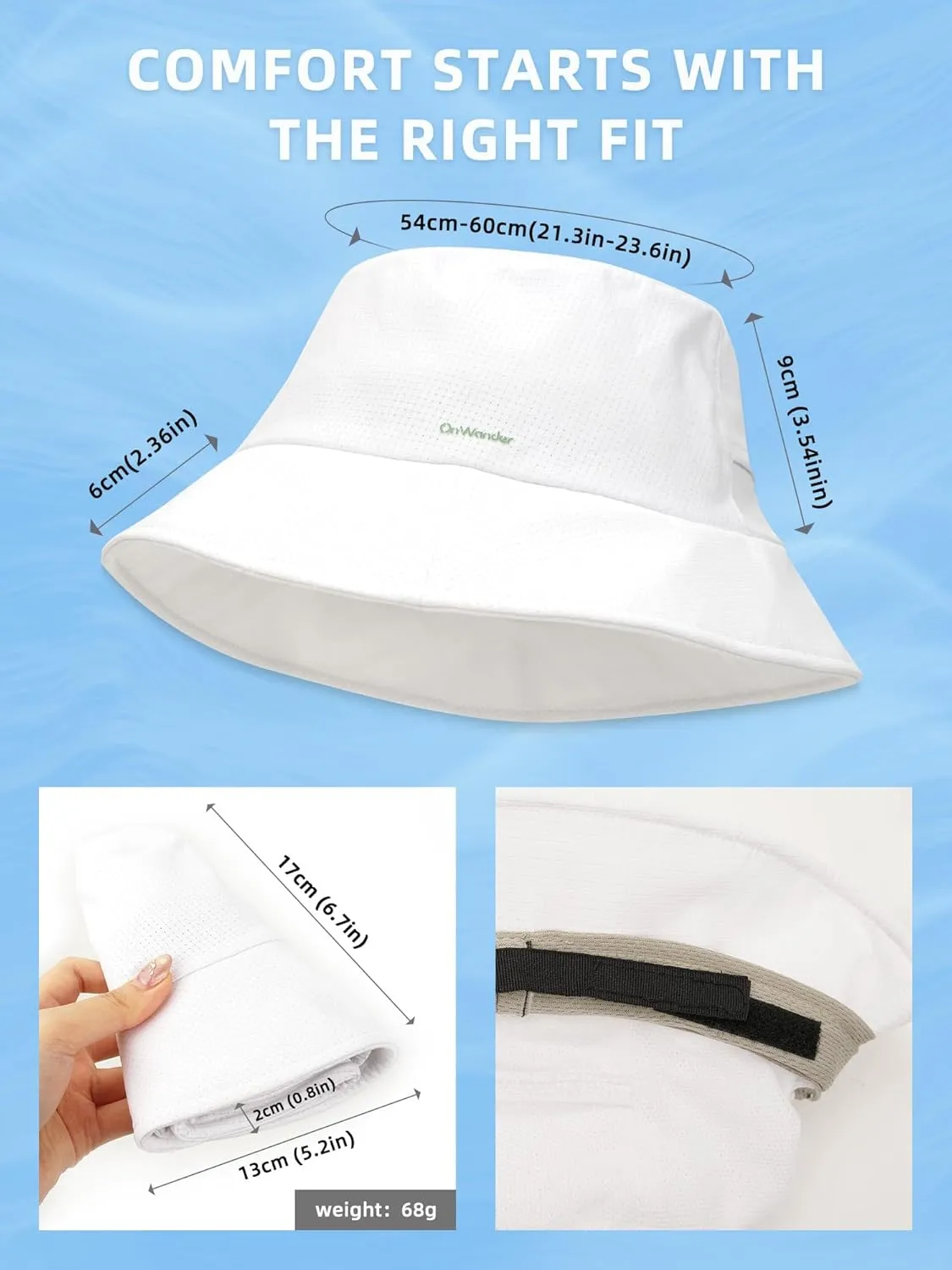 Lightweight Bucket Hat for Women Men - Breathable Sun Hat with Ponytail Hole for Beach, Golf, Hiking, Gardening