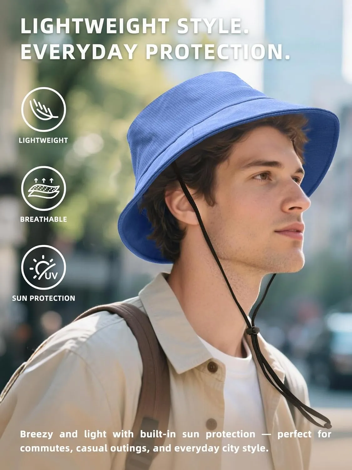 Lightweight Bucket Hat for Women Men - Breathable Sun Hat with Ponytail Hole for Beach, Golf, Hiking, Gardening