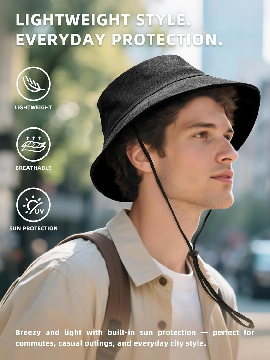 Lightweight Bucket Hat for Women Men - Breathable Sun Hat with Ponytail Hole for Beach, Golf, Hiking, Gardening